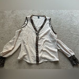 Cream and leopard print blouse